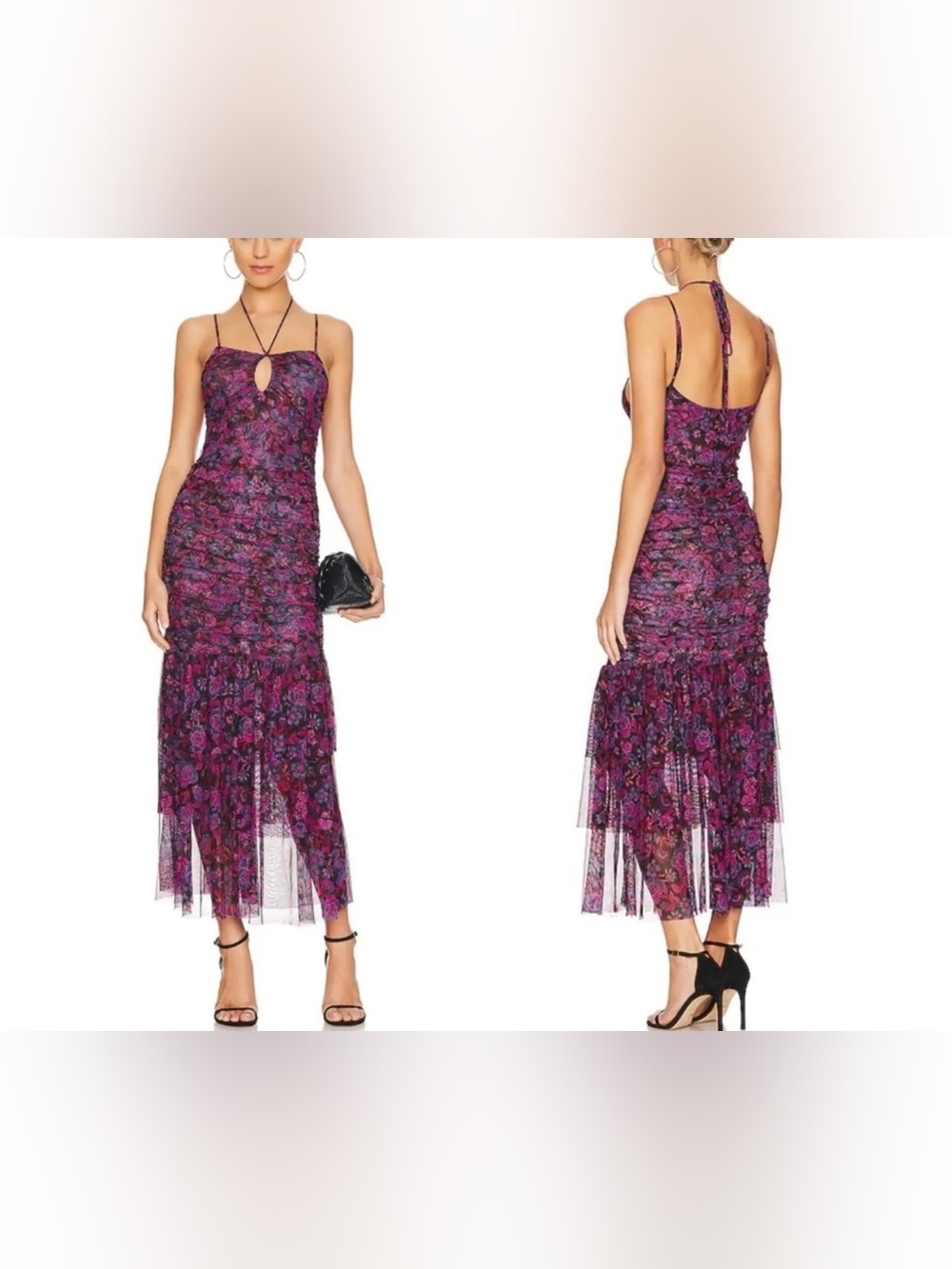 MISA Los Angeles Women's Nicola Shirred Floral Midi-Dress Size XL NWT - Picture 3 of 7
